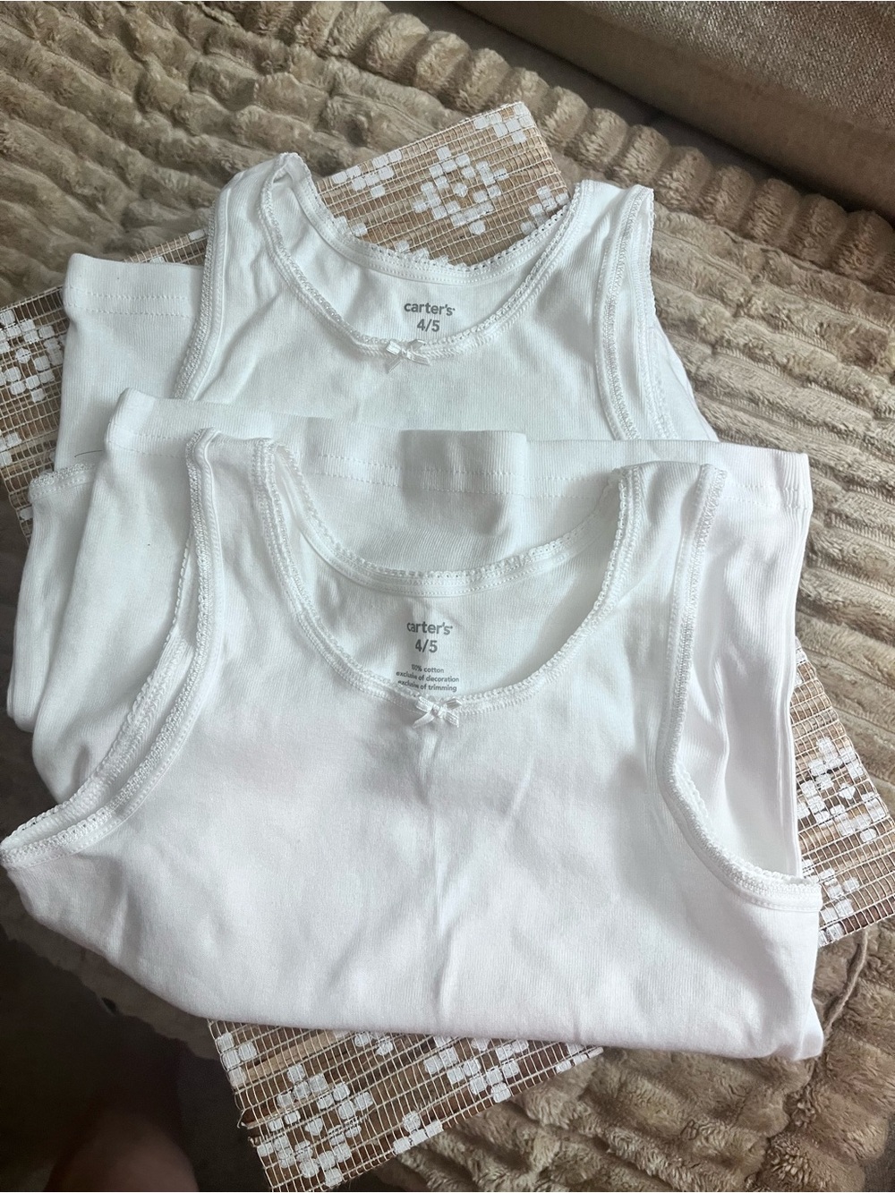 Carter's White Girls Tank Tops - 2 Pack